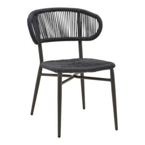 Καρέκλα στοιβαζόμενη Agus House Genius αλουμίνιο-pe rattan σε μαύρη απόχρωση 55x63x77εκ