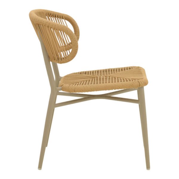 Καρέκλα στοιβαζόμενη Agus House Genius αλουμίνιο καφέ-pe rattan σε φυσική απόχρωση 55x63x77εκ - Image 3