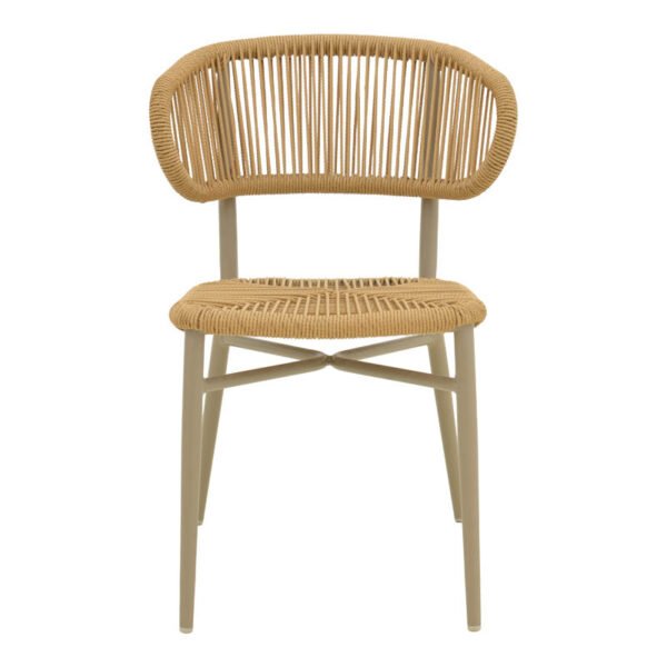 Καρέκλα στοιβαζόμενη Agus House Genius αλουμίνιο καφέ-pe rattan σε φυσική απόχρωση 55x63x77εκ - Image 4