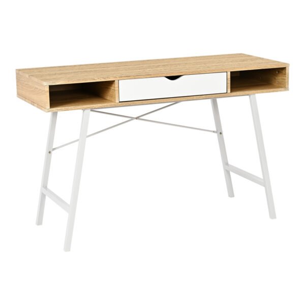 Γραφείο εργασίας Yamin House Genius σε oak απόχρωση με πόδι λευκό μέταλλο 120x48x76εκ