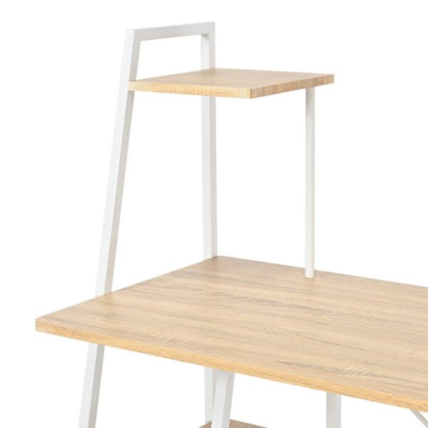 Γραφείο εργασίας Deckstor House Genius με ραφιέρα σε oak απόχρωση με πόδι λευκό μέταλλο 102x50x117εκ - Image 5