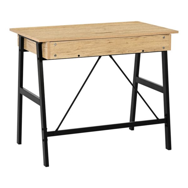 Γραφείο εργασίας Lione House Genius με συρτάρια σε oak απόχρωση με πόδι μαύρο μέταλλο 90x50x75εκ - Image 4
