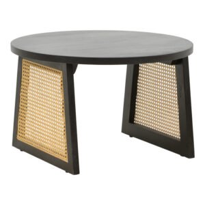 Τραπέζι Tamarind House Genius ξύλο mango-φυσικό rattan σε μαύρη απόχρωση Φ65x40εκ