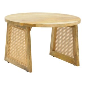 Τραπέζι Tamarind House Genius ξύλο mango-φυσικό rattan σε φυσική απόχρωση Φ65x40εκ