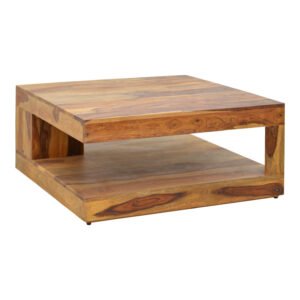 Τραπέζι Stolic House Genius μασιφ ξύλο sheesham σε καρυδί απόχρωση 90x90x40εκ