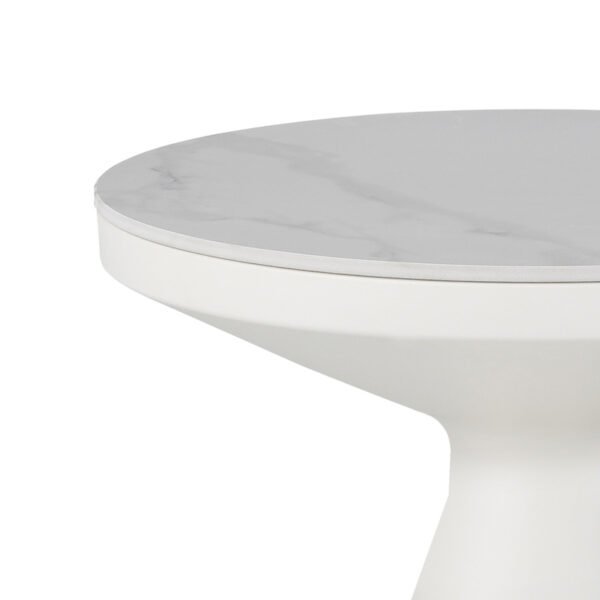 Βοηθητικά τραπέζια Coozlin Inart sintered stone σε απόχρωση λευκό μαρμάρου με λευκό μέταλλο - Image 3
