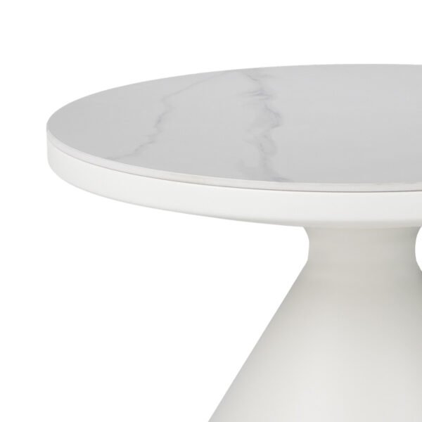 Βοηθητικά τραπέζια Coozlin Inart sintered stone σε απόχρωση λευκό μαρμάρου με λευκό μέταλλο - Image 6