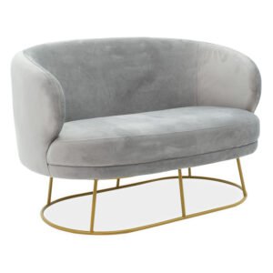 Καναπές 2θέσιος Rony House Genius βελούδο γκρι-χρυσό 132x82x83εκ