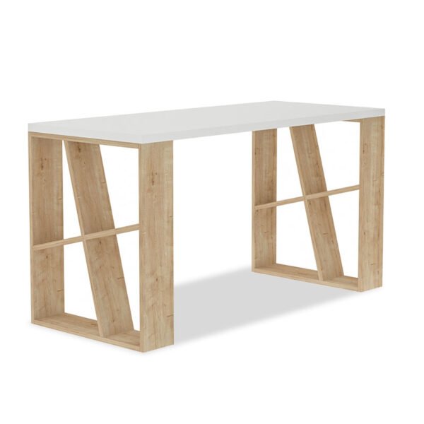 Γραφείο Honey House Genius χρώμα λευκό - light oak 140x60x75εκ