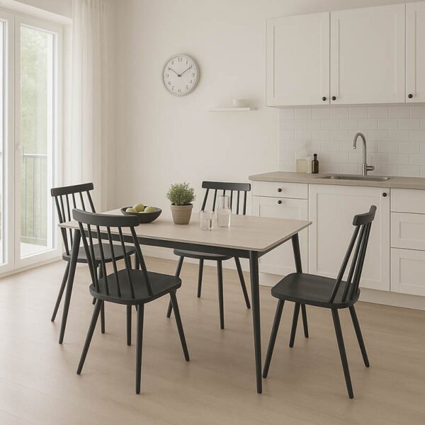 Τραπεζαρία Aurora I-Gustas House Genius σετ 5τεμ sintered stone-μαύρο 120x60x75εκ