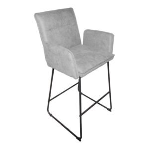 Σκαμπό μπαρ Essential House Genius ύφασμα γκρι-πόδι μαύρο μεταλλικό 57x64.5x107εκ