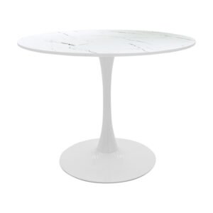 Tραπέζι Balou House Genius mdf σε λευκή απόχρωση με όψη μαρμάρου Φ100x73εκ