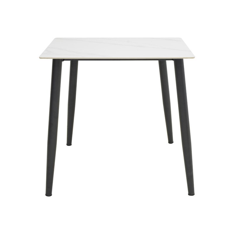 Τραπέζι Gustas House Genius λευκό μαρμάρου sintered stone-μαύρο μέταλλο 80x80x76εκ - Image 3