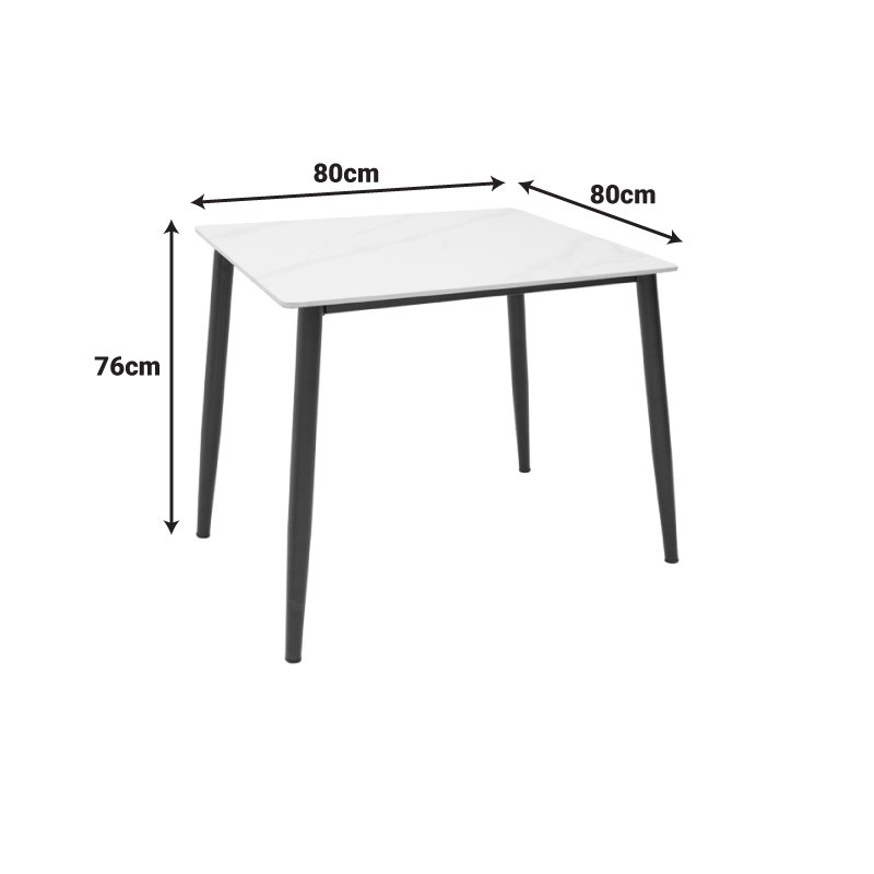 Τραπέζι Gustas House Genius λευκό μαρμάρου sintered stone-μαύρο μέταλλο 80x80x76εκ - Image 6