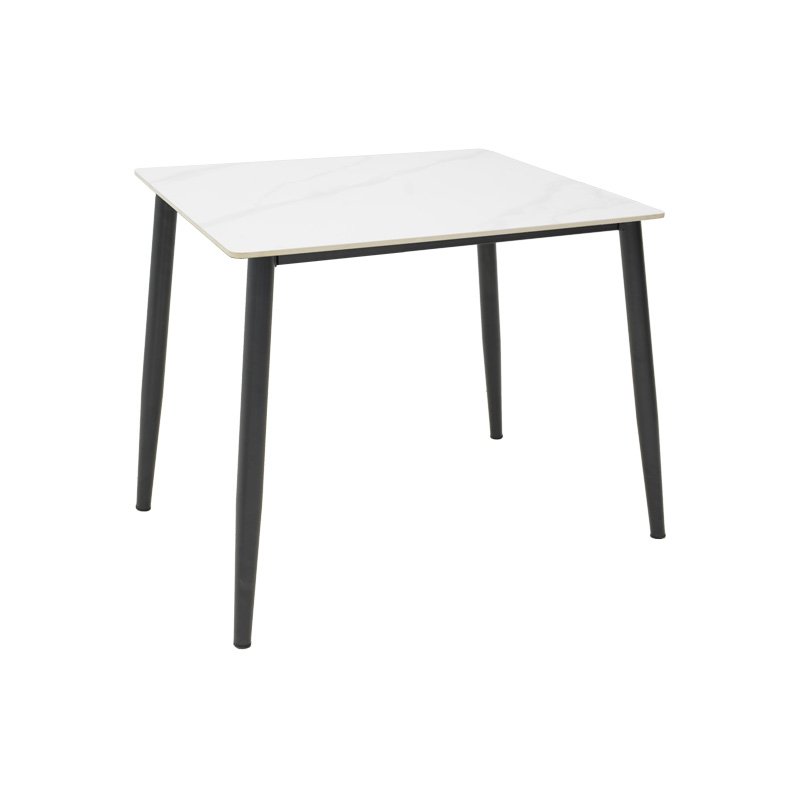 Τραπέζι Gustas House Genius λευκό μαρμάρου sintered stone-μαύρο μέταλλο 80x80x76εκ
