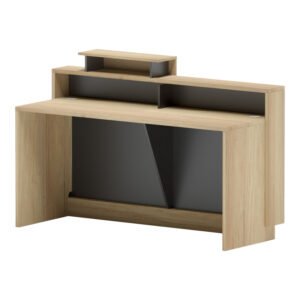 Γραφείο reception Lotus House Genius σε φυσική-ανθρακί απόχρωση 160x60x105εκ