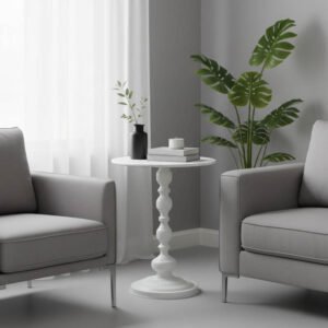 Βοηθητικό τραπέζι Anesor House Genius μέταλλο σε κρεμ απόχρωση Φ40x52εκ