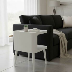 Βοηθητικό τραπέζι Cubino House Genius μέταλλο σε κρεμ απόχρωση 35x35x50εκ