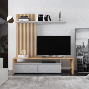 Σύνθετο σαλονιού Neo House Genius σε oak-γκρι απόχρωση 190x40x200εκ