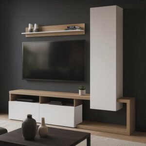 Σύνθετο σαλονιού Leganto House Genius σε sonoma με λευκή απόχρωση 220.5x35x197.5εκ