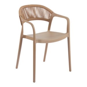 Πολυθρόνα Ankara House Genius στοιβαζόμενη pp-pe rattan σε μόκα-φυσική απόχρωση 54x55.5x77εκ