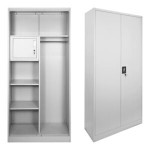 Ντουλάπα Zogi House Genius μέταλλο με χώρισμα σε απόχρωση ανοιχτό γκρι 90x45x180εκ