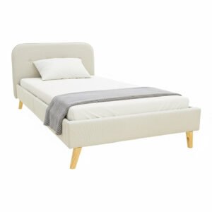 Κρεβάτι LumiLux House Genius ύφασμα σε μπεζ απόχρωση 100x200εκ