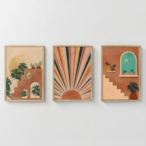 Πίνακας Quesin House Genius τρίπτυχος με ψηφιακή εκτύπωση και πλαίσιο 33x1.5x48εκ