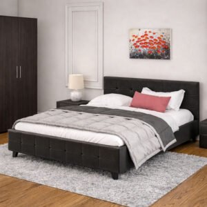 Κρεβάτι Roi House Genius 160x200 PU μαύρο ματ + αποθηκευτικό χώρο