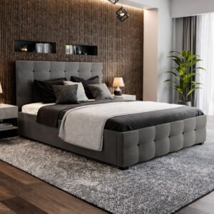 Κρεβάτι Roi House Genius 160x200 ύφασμα ανθρακί + αποθηκευτικό χώρο