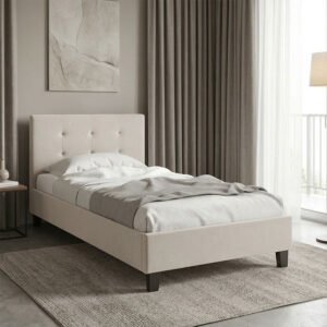 Κρεβάτι Mago House Genius ύφασμα εκρού 100x200εκ