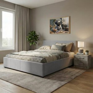 Κρεβάτι Norse House Genius pu γκρι ματ με αποθηκευτικό χώρο 160x200εκ