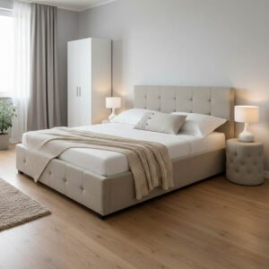 Κρεβάτι Roi House Genius με αποθηκευτικό χώρο ύφασμα εκρού 160x200εκ