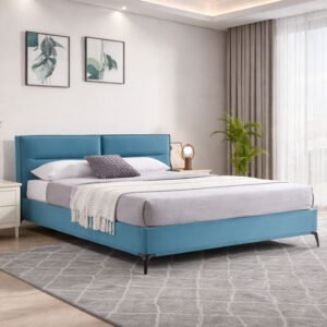 Κρεβάτι Ikina House Genius βελούδο σε πετρόλ απόχρωση 160x200εκ