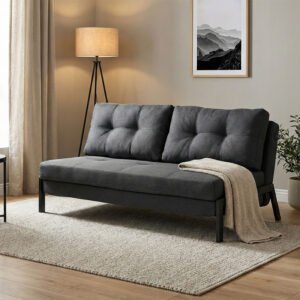 Καναπές 2θέσιος-κρεβάτι Fancy House Genius ύφασμα σε ανθρακί απόχρωση με μαύρο πόδι 150x92x77εκ