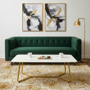 Τραπέζι σαλονιού Paris House Genius γυαλί 8mm σχέδιο μαρμάρου-χρυσό 120x80x45εκ