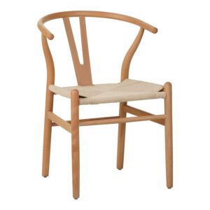 Καρέκλα Wishbone House Genius rubberwood-σχοινί σε φυσική απόχρωση 53.5x57x74εκ