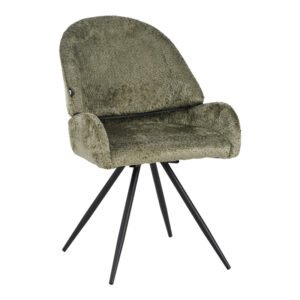 Καρέκλα περιστρεφόμενη Morea House Genius μπουκλέ ύφασμα σε λαδί απόχρωση με μαύρα μεταλλικά πόδια 55x63.5x89.5εκ