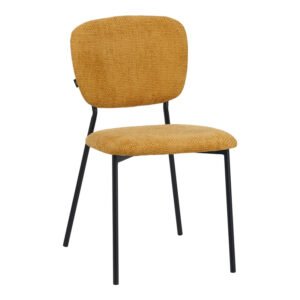 Καρέκλα Cathair House Genius μπουκλέ ύφασμα σε κίτρινη απόχρωση με μαύρα μεταλλικά πόδια 48x53x82εκ
