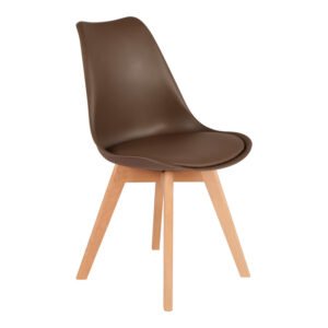 Καρέκλα Gaston House Genius PP-PU καφέ απόχρωση- φυσικό πόδι 43x51x75εκ