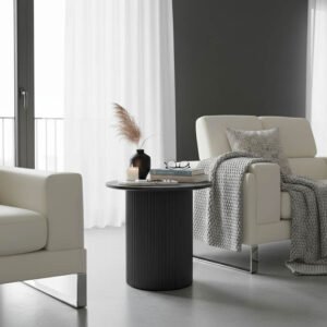 Βοηθητικό τραπέζι Dovel House Genius mdf-μέταλλο σε μαύρη απόχρωση Φ50x50εκ