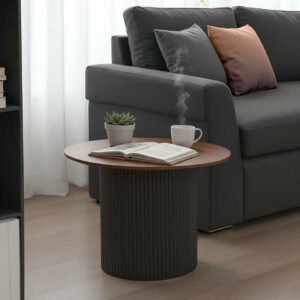 Τραπέζι σαλονιού Dovel House Genius mdf σε καρυδί-μαύρο μέταλλο Φ70x45εκ