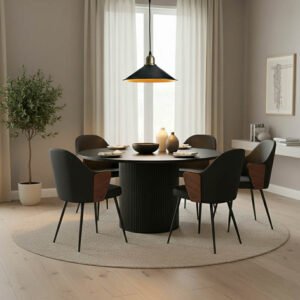 Τραπέζι Karulo House Genius mdf σε μαύρη απόχρωση Φ120x76εκ