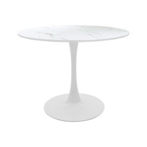 Tραπέζι Balou House Genius mdf σε λευκή απόχρωση με όψη μαρμάρου Φ80x73εκ