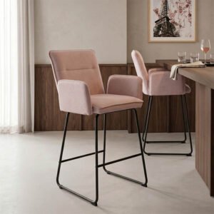 Σκαμπό μπαρ Essential House Genius ύφασμα σαπιο μήλο-πόδι μαύρο μεταλλικό 57x64.5x107εκ