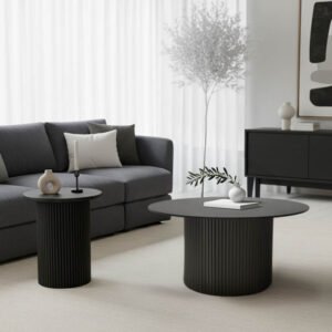 Tραπέζια σαλονιού Dovel House Genius mdf-μεταλλο σετ 2τεμ. μαύρο