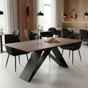 Τραπέζι Sabrina House Genius sintered stone καρυδί-μαύρο 180x90x75εκ