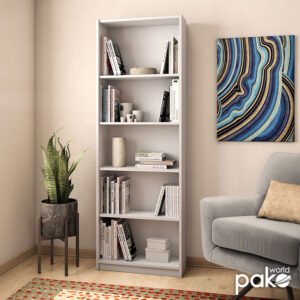 Βιβλιοθήκη Max House Genius σε λευκό χρώμα 58x23x170εκ