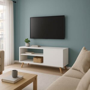 Έπιπλο τηλεόρασης Orianne House Genius μελαμίνης λευκό-φυσικό 90x32x46εκ