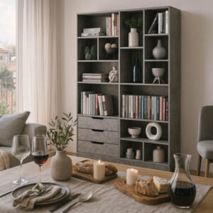 Βιβλιοθήκη Lucinda House Genius γκρι oak 120x29.8x180.5εκ
